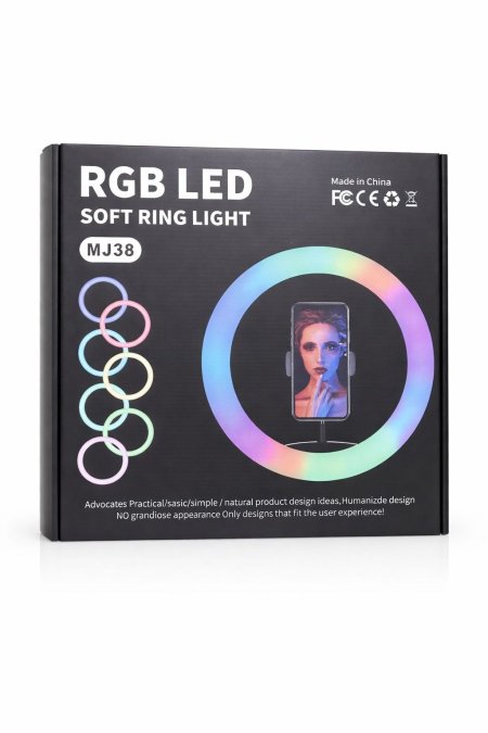 رينج لايت  RGB LED Soft Ring Light – موديل MJ38  حجم كبير
